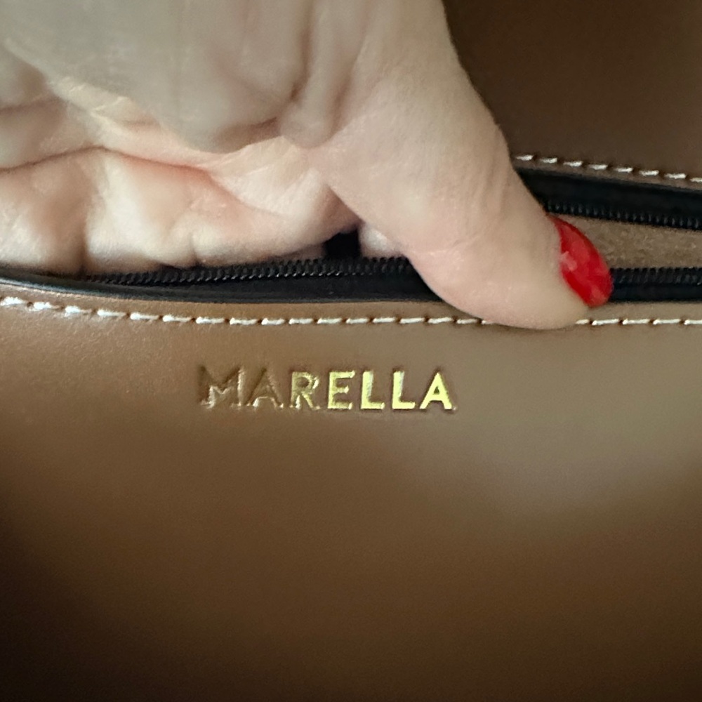 Marella Brown Italian Leather Crossbody Bag - Picture 5 of 9